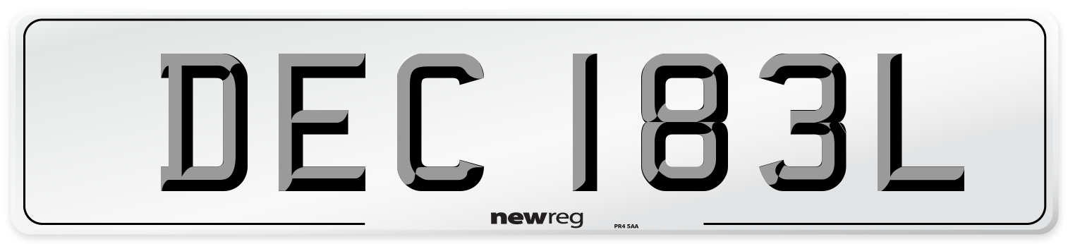 DEC 183L Number Plate from New Reg